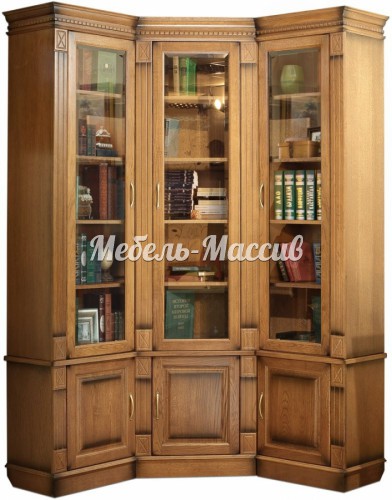 Книжный шкаф Верди угловой - 290 из массива Ш-142.5/142.5см, В-230см,Г-40см