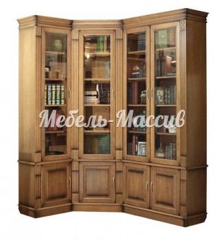 Книжный шкаф Верди угловой - 291 (угол - право) из массива Ш- 192.5/142.5см, В-230см,Г-40см