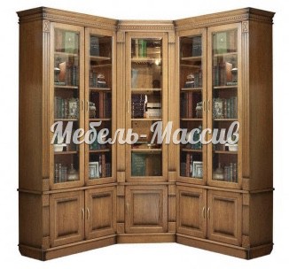 Книжный шкаф Верди угловой - 292 из массива Ш-192.5+192.5см, В-230см,Г-40см